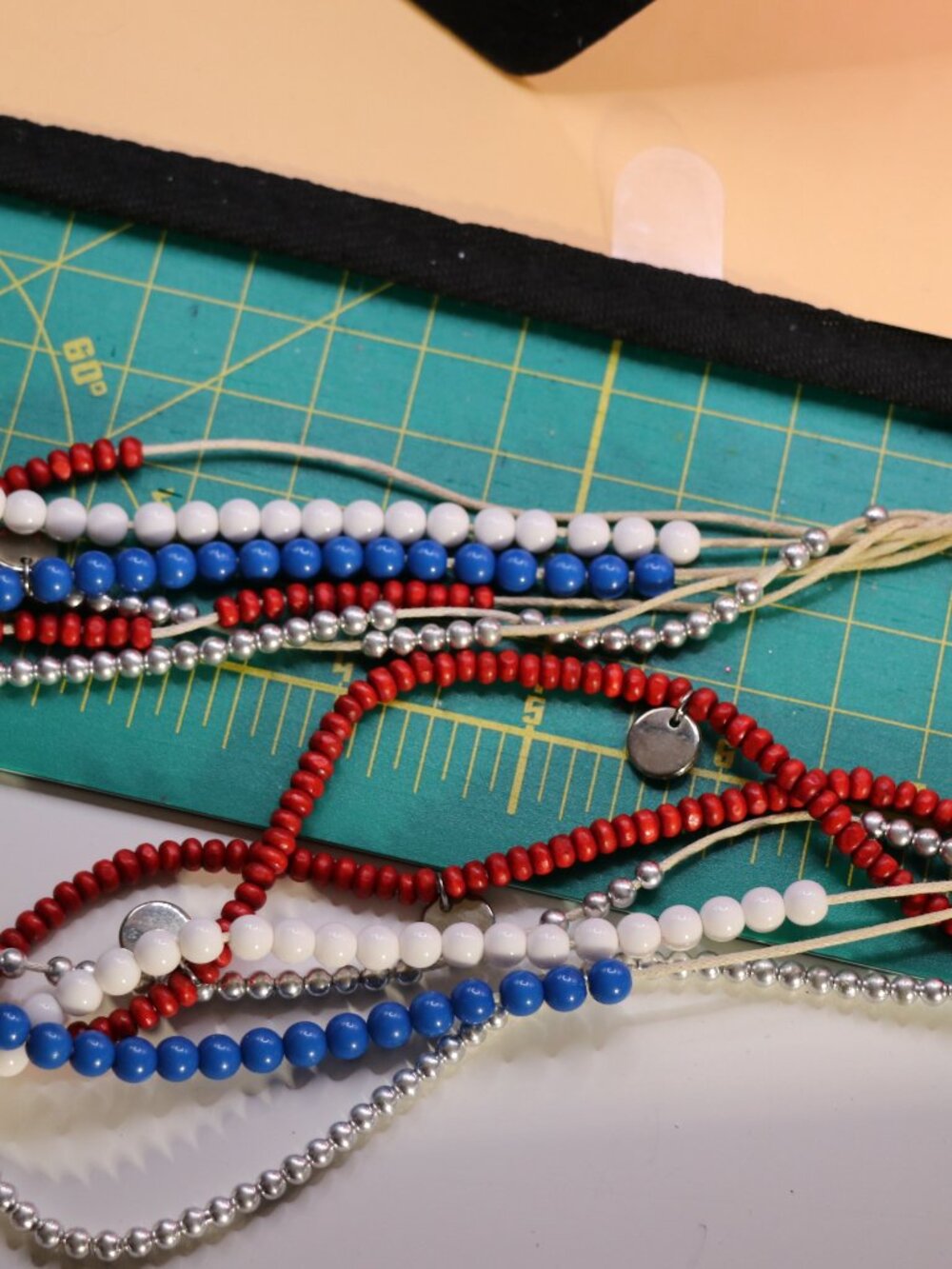 Multistrand Patriotic Necklace and Wired Adjustable Wrap Bracelet - Picture 6 of 6